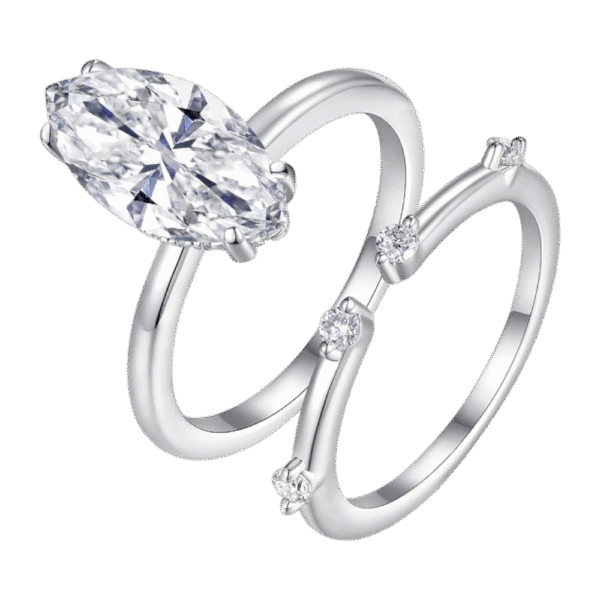 S925 silver plated 18K white gold female ring horse eye shaped moissanite 3.0CT