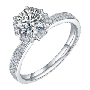 Straight Arm Wishing Pool S925 Silver Platinum-plated Moissanite Women's Ring 1 Carat D Grade