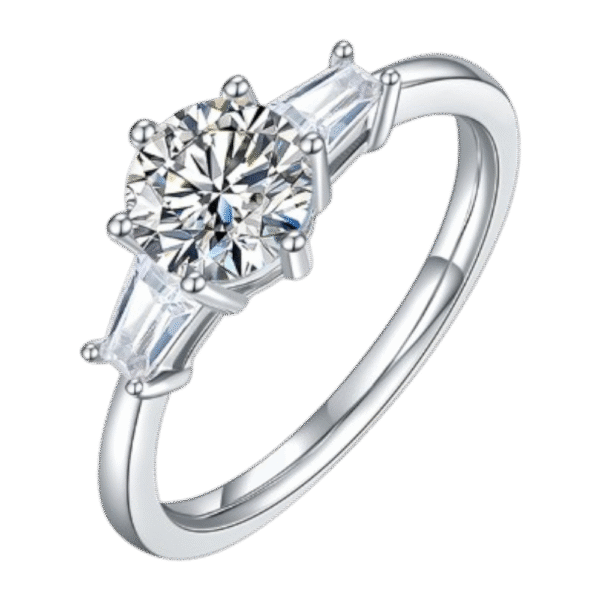 Classic Bulgari S925 silver plated white gold moissanite female ring 1 carat D grade