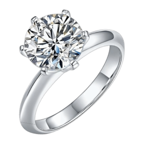 Bare Arm T House Six-claw S925 Silver Plated Platinum Moissanite Women's Ring 3.0 Carat D Grade