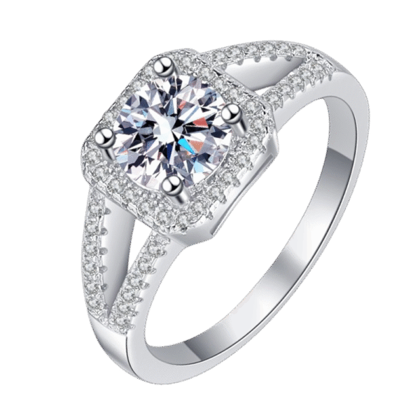s925 sterling silver ring moissanite square bag shape