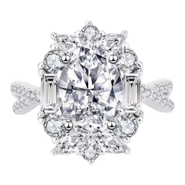s925 sterling silver moissanite oval pigeon egg carat diamond ring