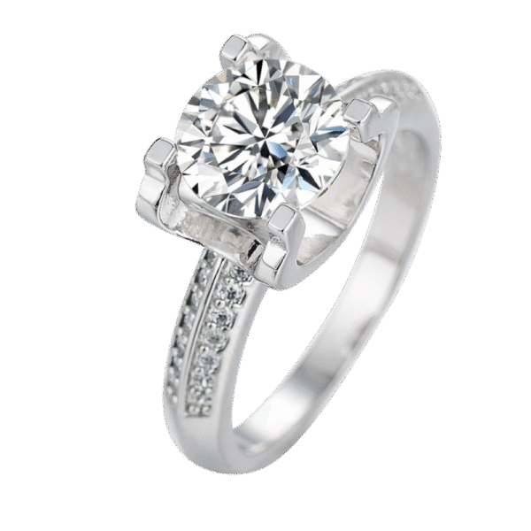 S925 silver moissanite bull head half wall four claws 3ct diamond ring simple couple ring female