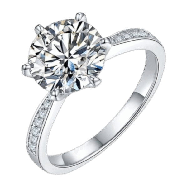 Micro-inlaid S925 silver plated with white gold moissanite female ring 3.0 carats D grade