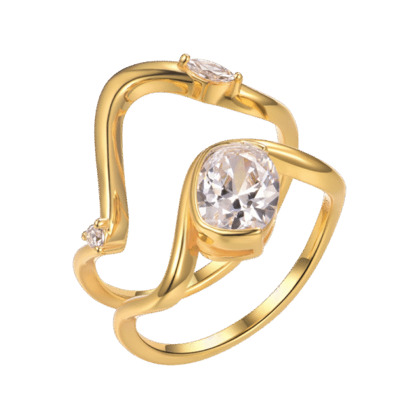 S925 silver plated with 18K gold rectangular cushion-shaped moissanite female ring main stone 8*6mm/2.0CT