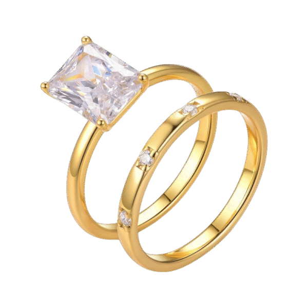 S925 silver plated 18K gold emerald cut moissanite simple ring main stone 9*7mm/3.0CT