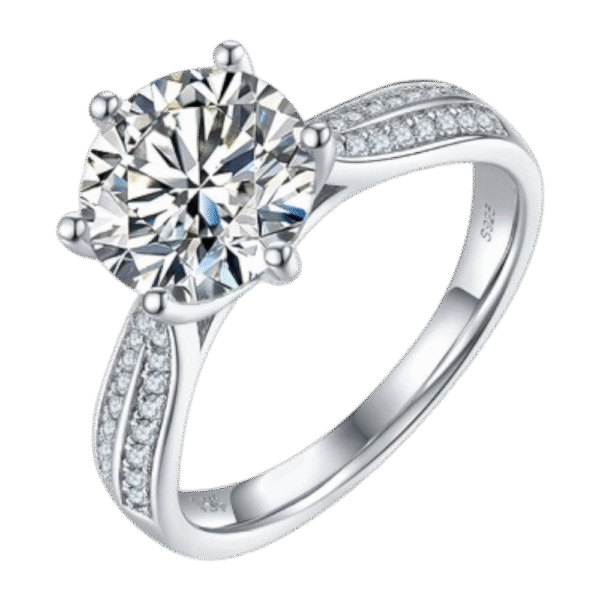Starlight Queen S925 silver plated white gold moissanite female ring 3.0 carat D grade