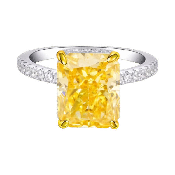 925 sterling silver ice flower cut ring female 8X10 size 4 carat radiant cut colored gemstone ring