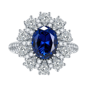 Royal Sapphire Ring Women S925 Sterling Silver Ring Princess Diana Style