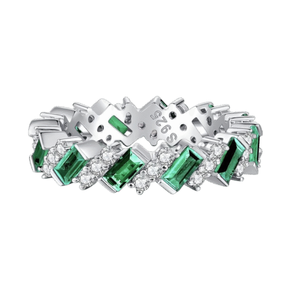 S925 silver emerald cut full diamond ring fashion internet celebrity dazzling sparkling ring