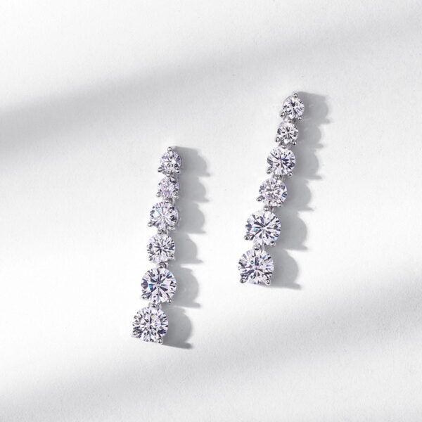 Long earrings S925 sterling silver full inlaid moissanite earrings - Image 2
