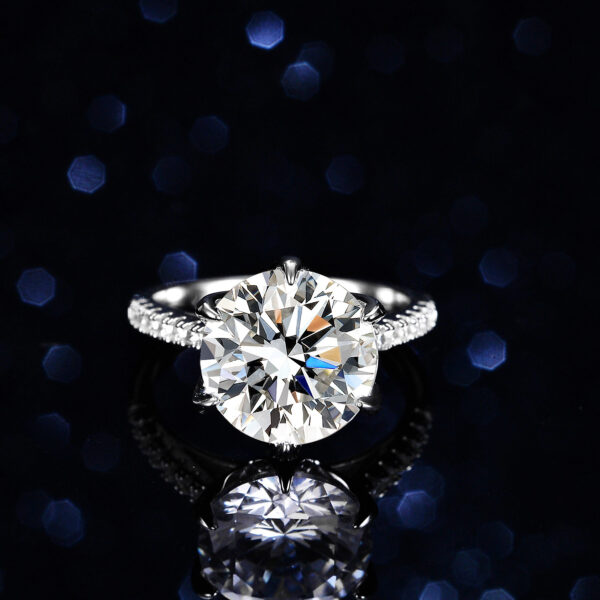 Classic six claw s925 sterling silver ring 5 carat moissanite ring women's ring pigeon egg wedding ring - Image 3