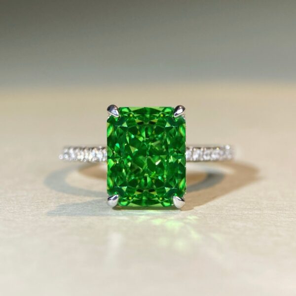 925 sterling silver ice flower cut ring female 8X10 size 4 carat radiant cut colored gemstone ring - Image 6