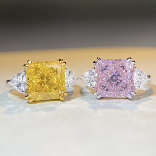 S925 sterling silver ring for women 5 carat square ice cut high carbon diamond - Image 9