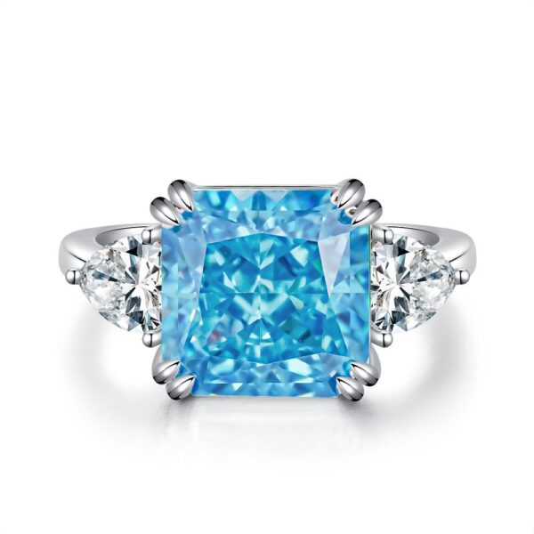S925 sterling silver ring for women 5 carat square ice cut high carbon diamond - Image 4