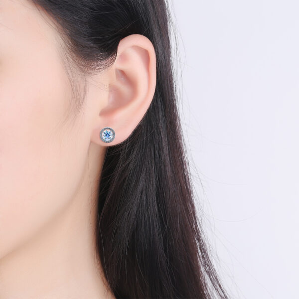 S925 sterling silver micro inlaid moissanite earrings female round four claw earrings - Image 2