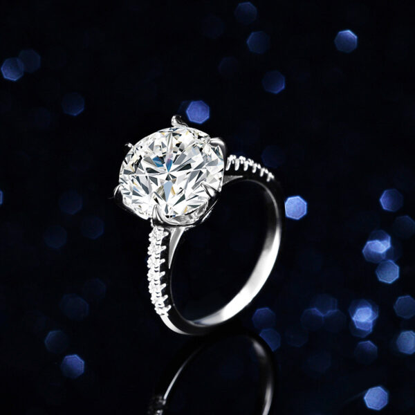Classic six claw s925 sterling silver ring 5 carat moissanite ring women's ring pigeon egg wedding ring - Image 2