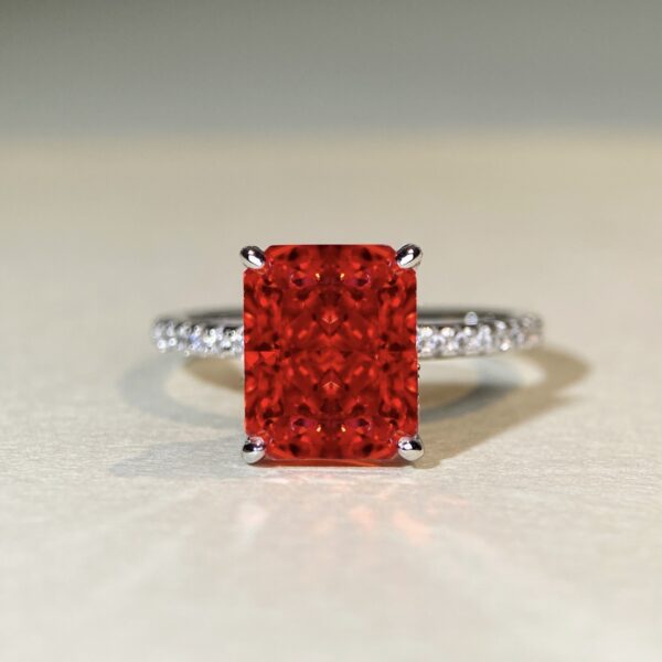 925 sterling silver ice flower cut ring female 8X10 size 4 carat radiant cut colored gemstone ring - Image 5