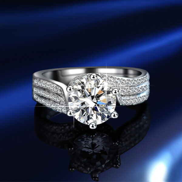 925 sterling silver genuine moissanite diamond ring 5 carats three life love marriage proposal birthday gift ring - Image 3