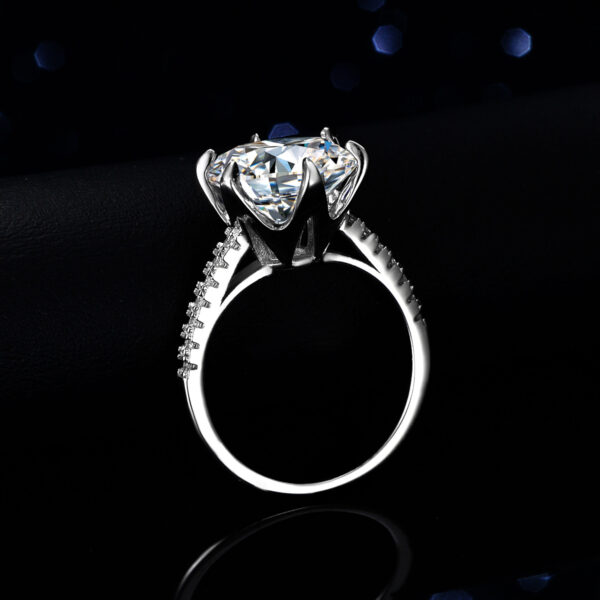 Classic six claw s925 sterling silver ring 5 carat moissanite ring women's ring pigeon egg wedding ring - Image 4