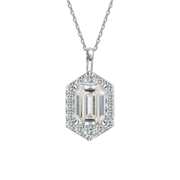 3 carat special shaped moissanite necklace female S925 sterling silver 7*9 rectangular emerald cut diamond pendant
