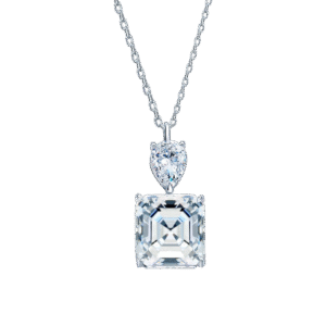 5 carat Asscher square diamond necklace for women 925 silver pendant