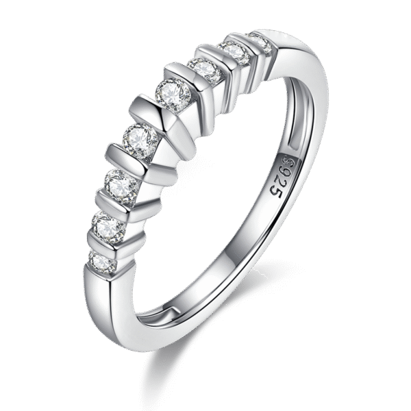 S925 silver plated platinum main and secondary rings stacked with custom main stone moissanite 1.2ct/high carbon diamond - Image 5