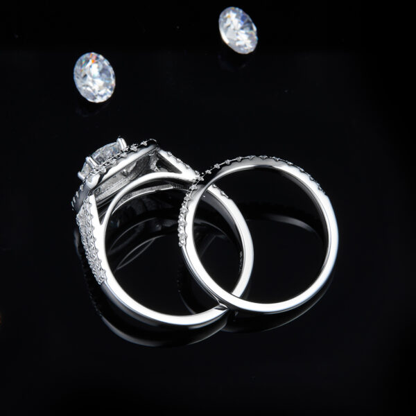Luxury full diamond square bag female ring S925 silver plated white gold main and secondary ring stacking female ring customized main stone moissanite 1.0ct/secondary stone high carbon diamond - Image 3