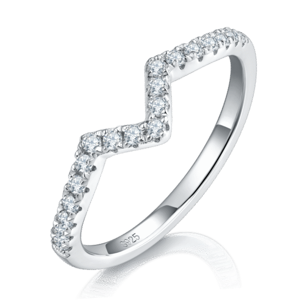 Four-claw round bag female ring S925 silver plated with white gold main and secondary rings stacked female rings customized main stone moissanite 1.0ct/secondary stone high carbon diamond - Image 5
