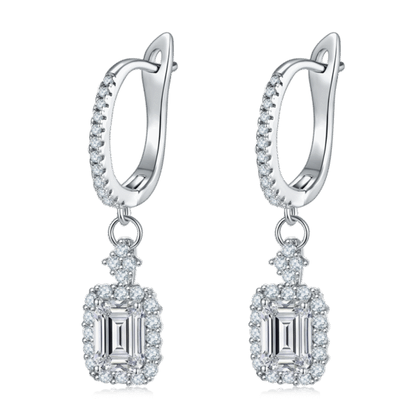 S925 silver plated 18K gold half earrings moissanite 2.0CT - Image 3
