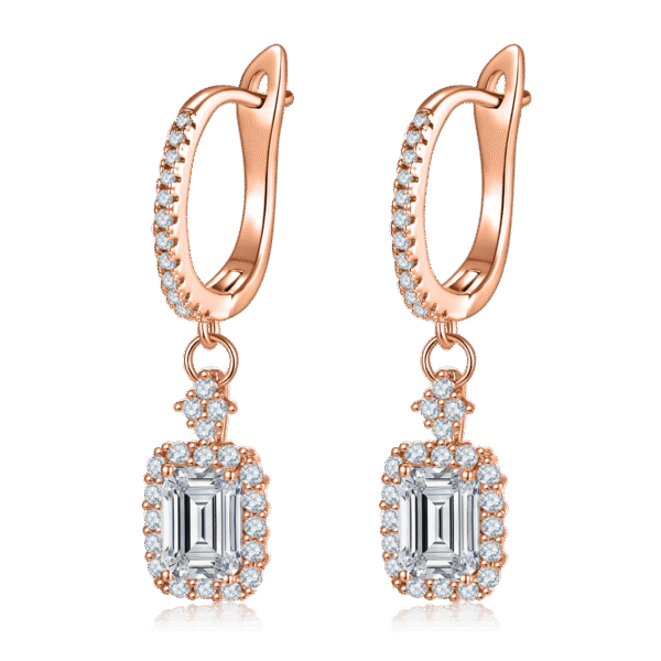 S925 silver plated 18K gold half earrings moissanite 2.0CT - Image 2
