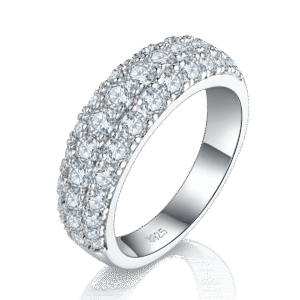 S925 silver plated 18K white gold moissanite female ring