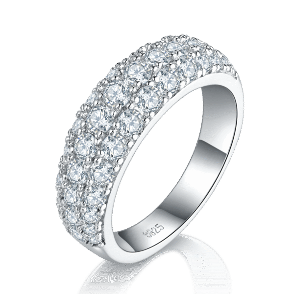 S925 silver plated 18K white gold moissanite female ring