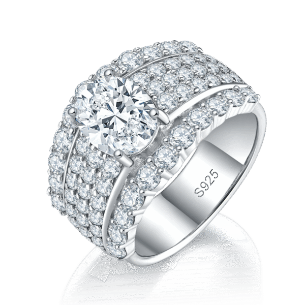 S925 silver plated platinum female ring custom selection main stone moissanite 2.0ct/side stone high carbon diamond