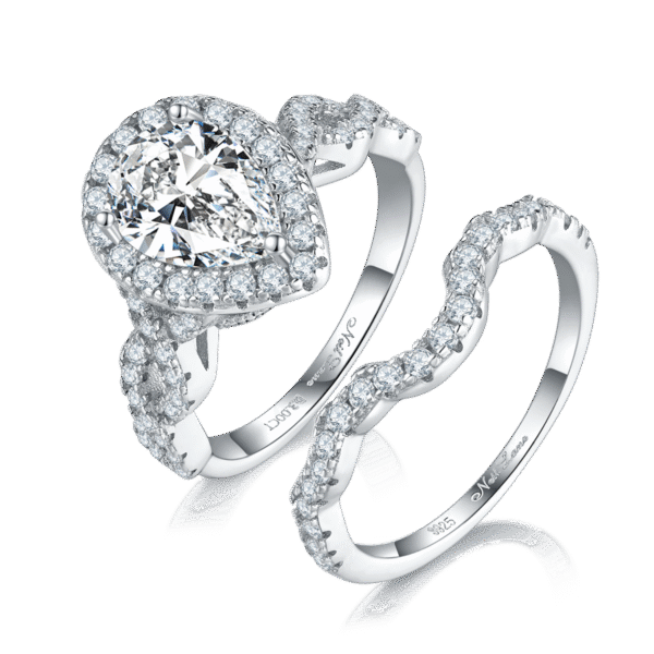 S925 silver plated platinum main and secondary rings stacking women's rings custom selection main stone moissanite 2.5ct/secondary stone high carbon diamond
