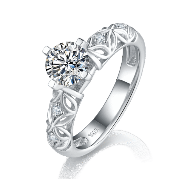 S925 silver plated platinum main and secondary rings stacking women's rings custom selection main stone moissanite 1.0ct/secondary stone high carbon diamond - Image 4