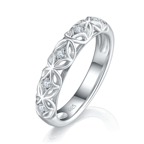 S925 silver plated platinum main and secondary rings stacking women's rings custom selection main stone moissanite 1.0ct/secondary stone high carbon diamond - Image 5