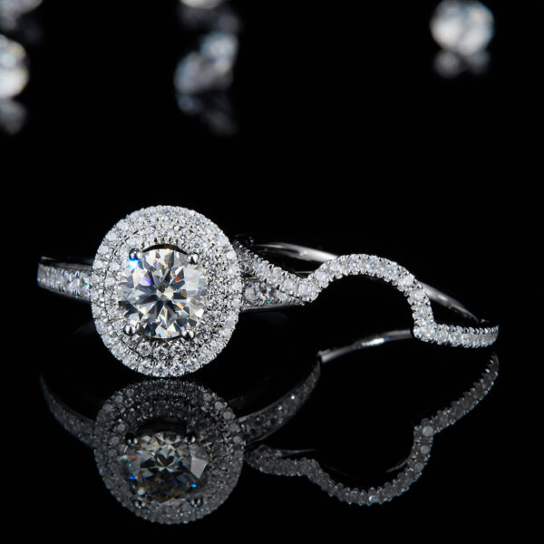 S925 silver plated white gold main and secondary rings stacking women's rings custom selection moissanite 1.0ct - Image 2