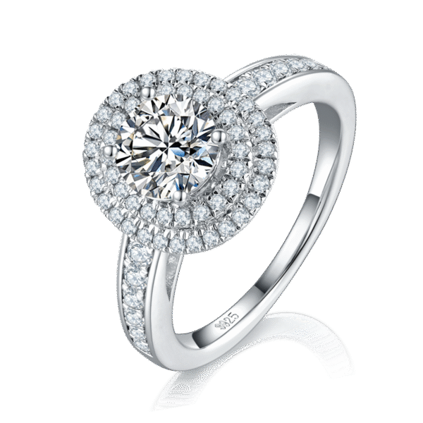 S925 silver plated white gold main and secondary rings stacking women's rings custom selection moissanite 1.0ct - Image 4