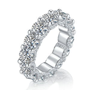 S925 silver plated platinum female ring custom selection main and secondary stone moissanite 7.56ct