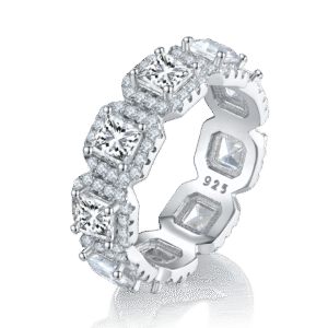 Asscher ring S925 silver plated white gold female ring custom selection main and secondary stone moissanite 4.3ct