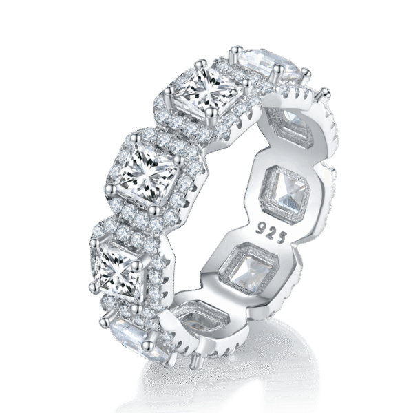 Asscher ring S925 silver plated white gold female ring custom selection main and secondary stone moissanite 4.3ct