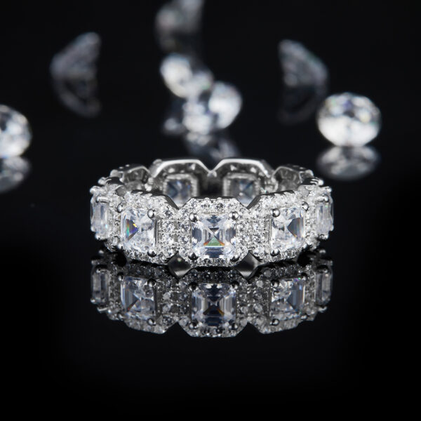 Asscher ring S925 silver plated white gold female ring custom selection main and secondary stone moissanite 4.3ct - Image 2
