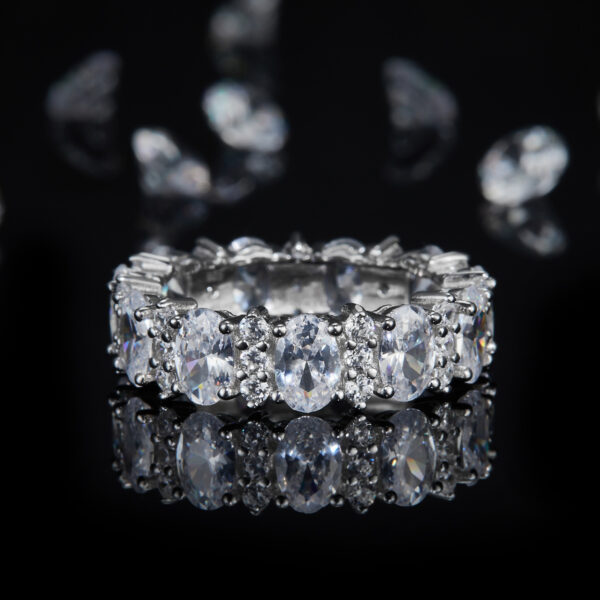 Ring S925 silver plated platinum female ring custom selection main and secondary stone moissanite 6.72ct - Image 2