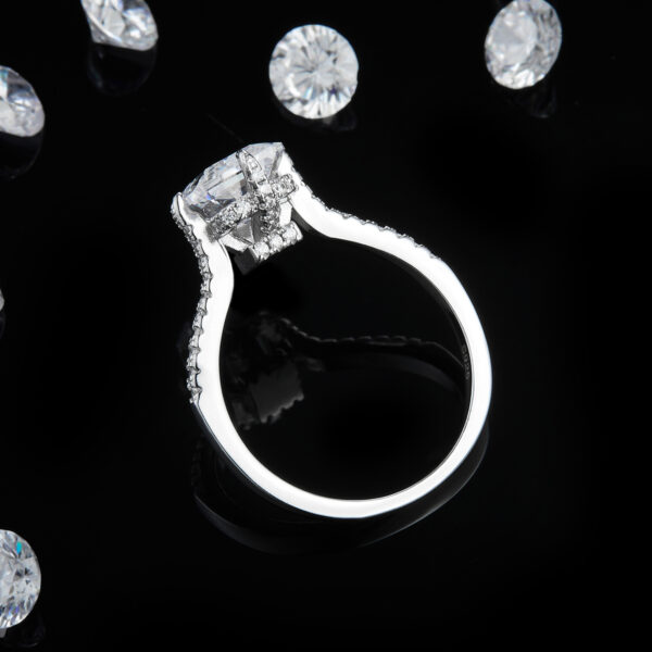 Rectangular diamond female ring S925 silver plated with white gold custom selection moissanite 2.0ct/side stone high carbon diamond - Image 3