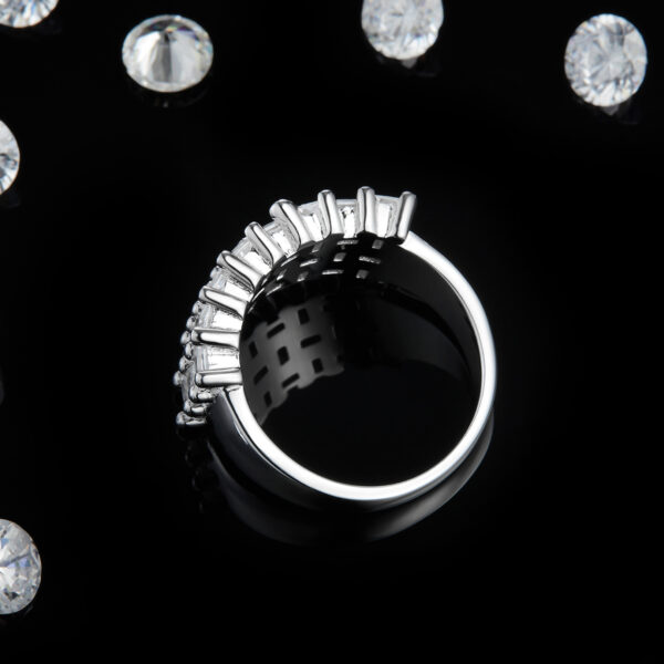 Square diamond full diamond ring S925 silver plated white gold female ring custom selection side stone moissanite 9.9ct - Image 3