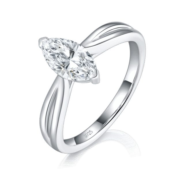 Drop-cut female ring S925 silver plated with platinum Customized selection Main stone Moissanite 1.25ct/side stone high carbon diamond
