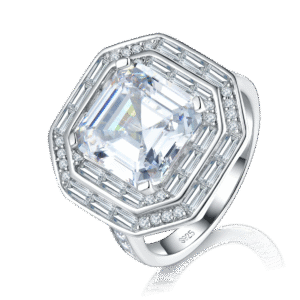 S925 silver plated platinum female ring custom selected moissanite 5.0ct
