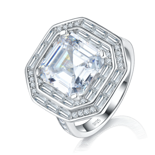 S925 silver plated platinum female ring custom selected moissanite 5.0ct