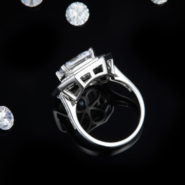 S925 silver plated platinum female ring custom selected moissanite 5.0ct - Image 3